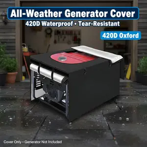 Generator Cover, Upgraded Thickened 420D Oxford Fabric, Waterproof & UV-Resistant All-Weather Protector, Dustproof / Windproof / Tear-Resistant, Easy to Install and Remove, Compatible with Home Backup Generators for Yards, RVs, Garages, Patios; Cover Only