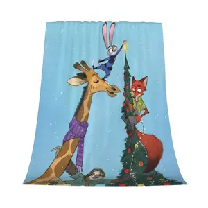 DISNEY CLASSIC Zootopia Christmas Blanket, Judy & Nick Soft Flannel Fleece Throw Blanket for Kids Adults, Holiday Themed Blanket for Bed Couch Sofa, Ideal Gift for Zootopia Fans