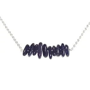Midnight Blue Goldstone Chip Necklace