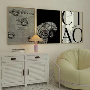 Set of 3 Leopard Black and White Wall Art Print, Gallery Y2k Maximalist Eclectic Apartment Decor, College Apartment Dorm Instant