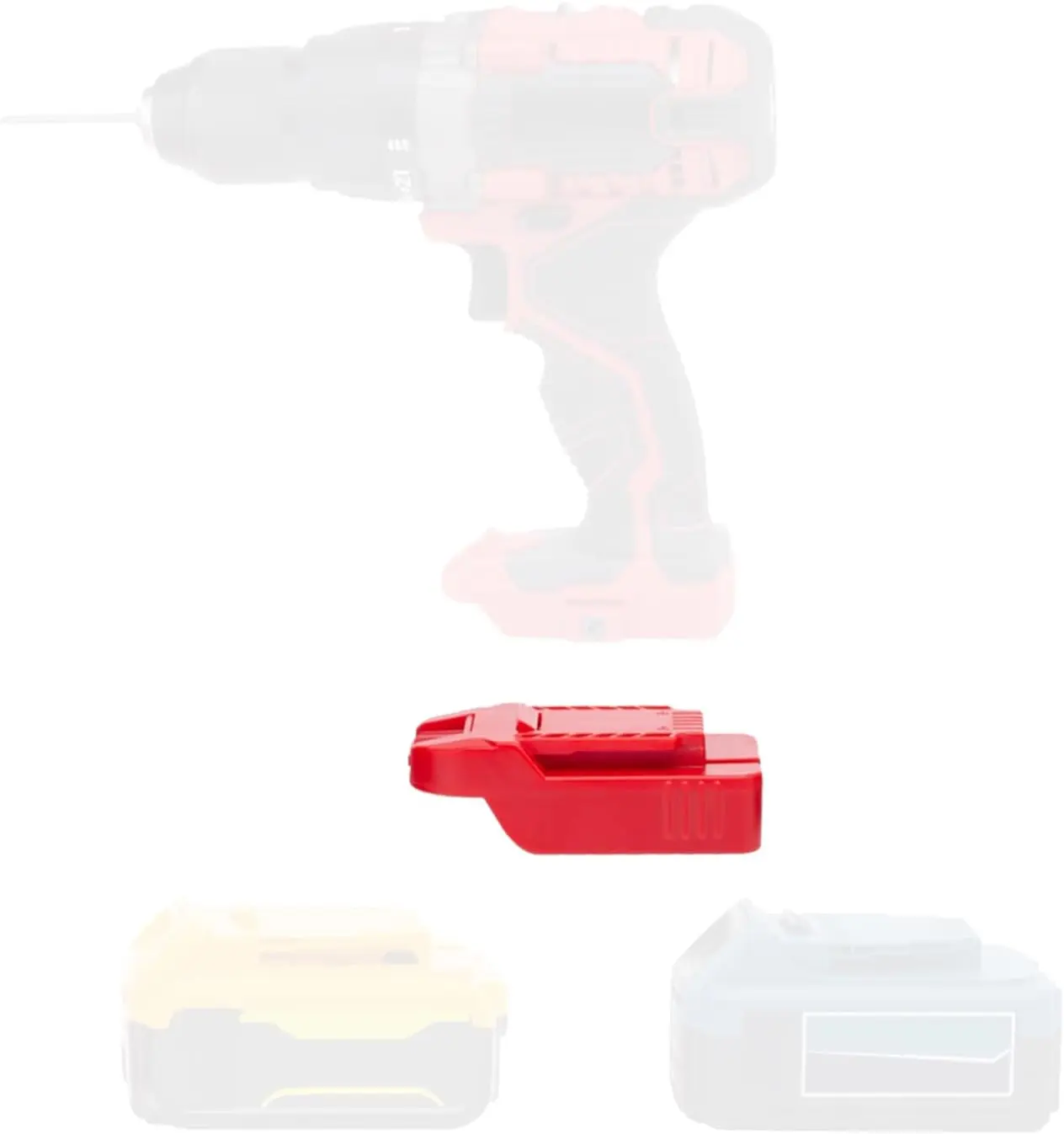 20V Max Battery Adapter with Clip Mechanism for Bauer Cordless Tools, Compatible with DeWalt & Hercules 20V Max Tools, 1-Pack Red Adapter