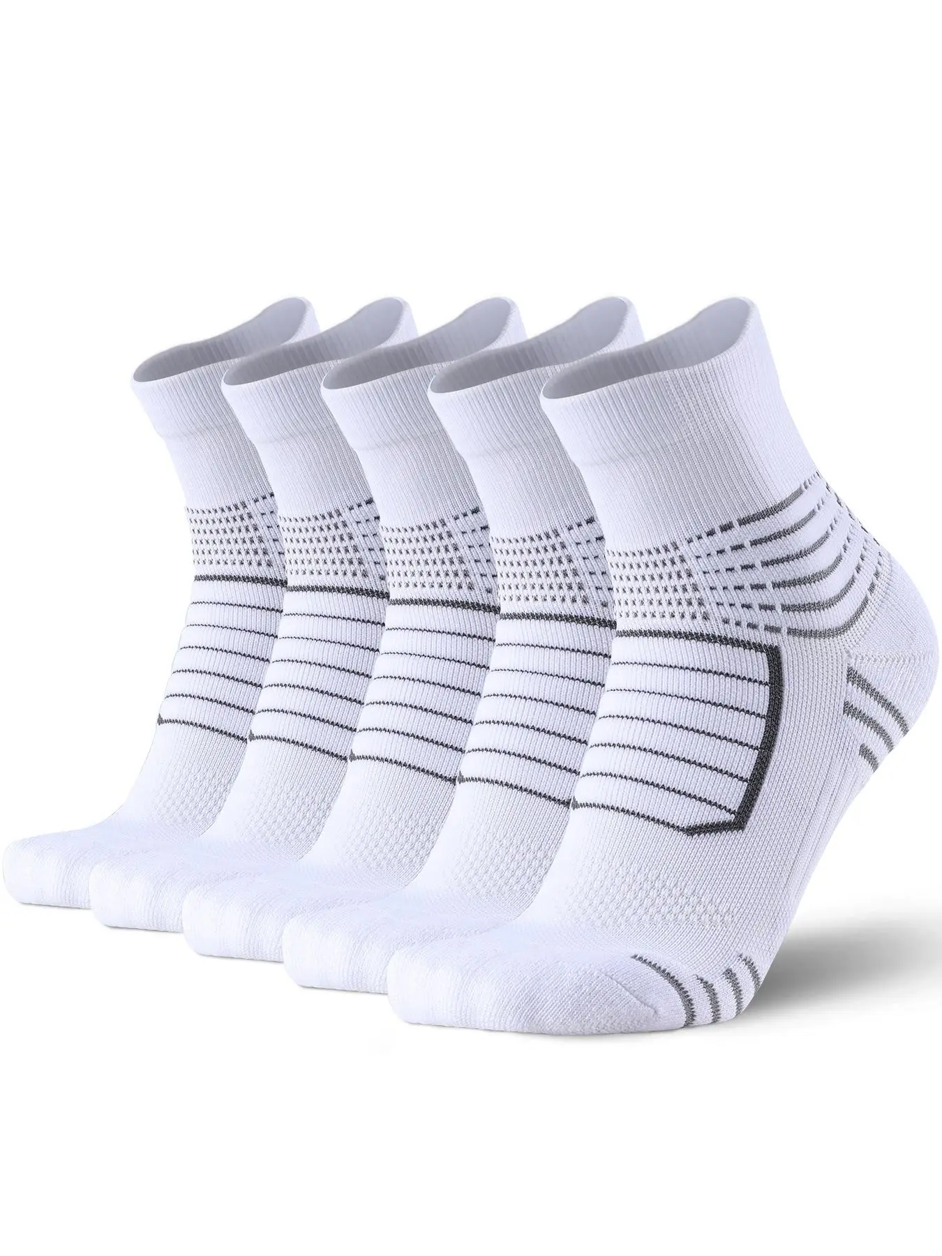 Men's Mid-Calf Casual Sports Athletic Running Socks, Anti-Slip Technology, Shock Absorption Sole, 360° Arch Compression, Breathable Moisture-Wicking