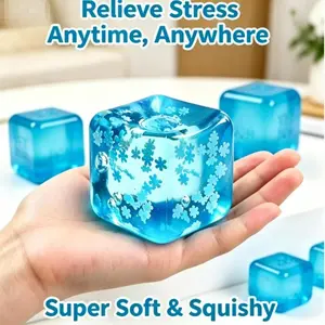 Snowflake Squeezable Cube Sensory Toy, Ultra Durable Stress Relief Toy, Rebounds Automatically to Square Shape, Calms Anxiety and Reduces Stress