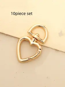 10pcs Heart Shaped Spring Buckle New Bag Hardware Decorative Hanging Pieces Keychain Ring Clips, Stylish Accessory for Bags & Luggage, Bag Charms