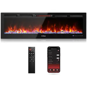 GARVEE 60” Smart Wifi Infrared Electric Fireplace With Special Feature Led Flame, 1500W Quartz Heater, Recessed or Wall Mounted, Adjustable Flame Effects, Remote Control