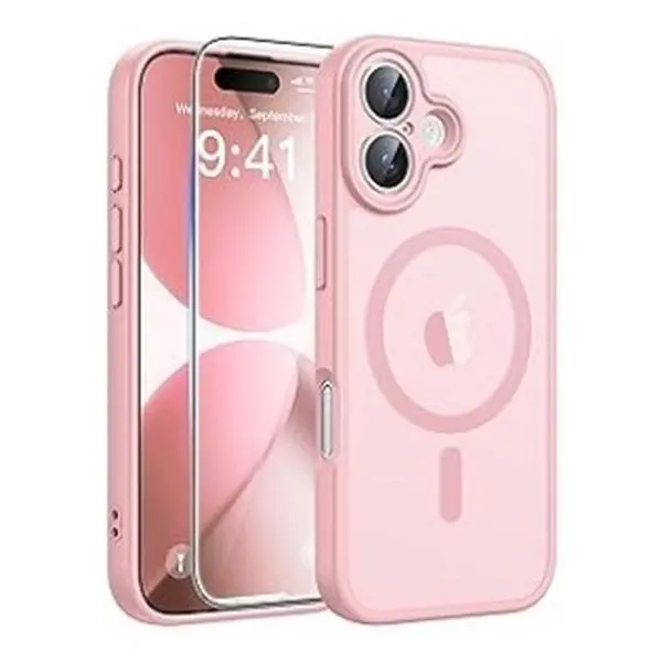 FNTcase Translucent Matte Polycarbonate Full Cover Cellphone Casing for IP16-IP17 Series, Magnetic MagSafe Compatible Accessory with HD Glass Clarity Tempered Screen Protector, Military-Grade Shockproof, Camera Protection, Wireless Charging Support