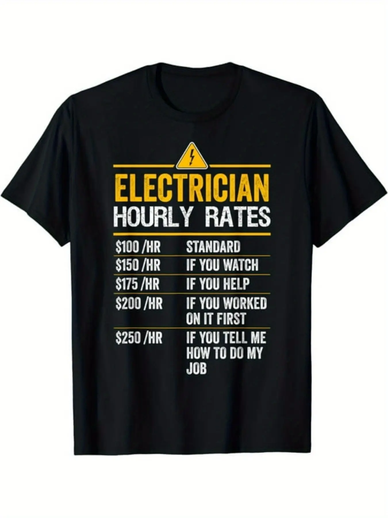 Funny Electrician Hourly Rates T-Shirt for Men - V