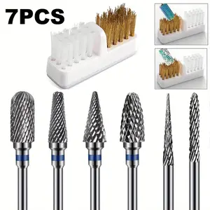 Professional Nail Drill Bits Set (contains Cleaning Brush), 3mm & 3/32 Inch Precision Drills, Durable Metal Tools for Manicure Care, Nail Art Tools