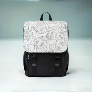 White Rose Unisex Casual Shoulder Backpack Flower Lover Bag
