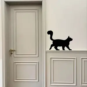 Wooden Walking Cat Door Frame Decor, Wall Art for Home Decoration, Irregular Shape Panel, Easy to Install, Perfect for Festive Decor