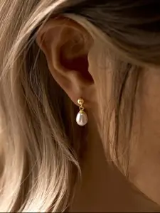 1 Pair of Elegant & Fashionable Faux Pearl Teardrop Earrings - Unique, Minimalist & Retro Statement Earrings, Suitable for Daily Matching, Perfect Gift, High Quality Earrings