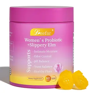LEEFAR Her Juicy Feminine Probiotics Gummies 60 Count- All in One Solution with Slippery Elm and Prebiotics&Lactobacillus Probiotic Blend for Women’s pH Balance and Dryness - Hawaiian Pineapple Gummies probiotics women