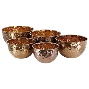 MegaChef Hammered Texture 5Pc Metal Serving Bowl Set