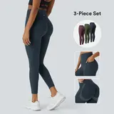 Halara 3-Piece UltraSculpt High Waisted Scrunch Butt Lifting Tummy Control Pocket Shaping Training Leggings Set
