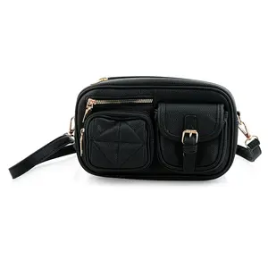 La Marey Black Faux Leather Crossbody Bag