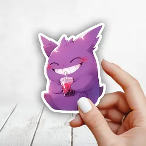 Cute Gengar Drinking Boba, Pokemon Sticker