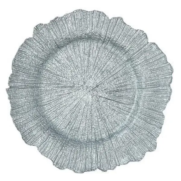 Leeber 31162 Stylish Silver Shell-Themed Sea Sponge Charger Plates - Set of 4 for Kitchen Upgrade