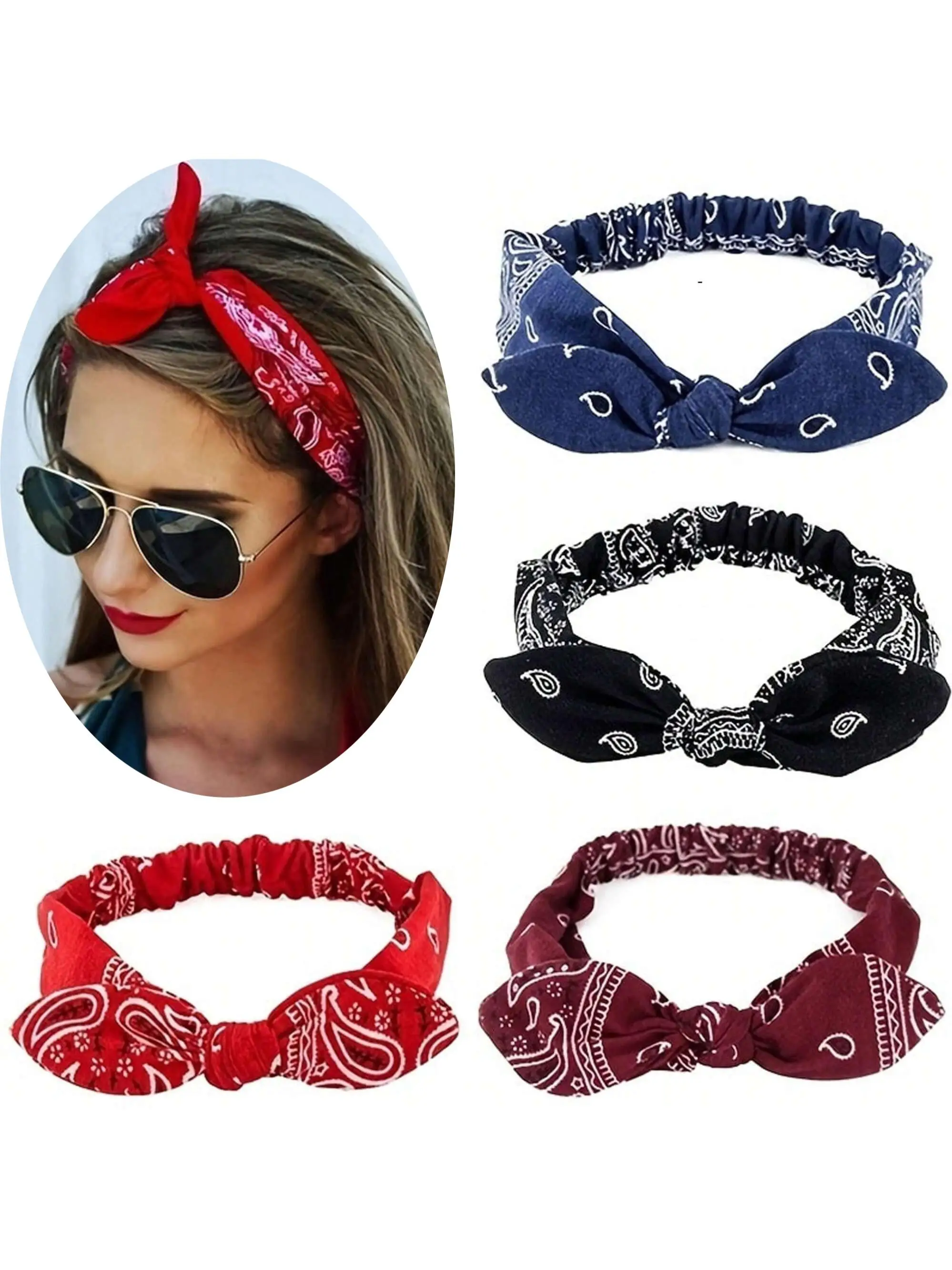 Boho Style Paisley Pattern Hair Band, Vintage Scrunchie for Women & Girls, Minimalist Headwear Suitable for Thick Hair, Fashion Hair Accessories for P