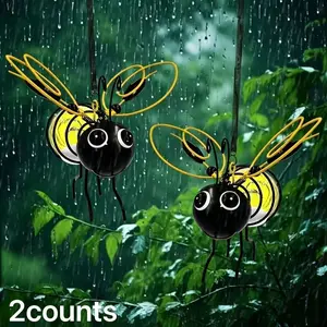 2 Solar Ant Hanging Metal Decor Lights, Solar Powered Lights, Outdoor Waterproof Insect Table Lamp, Garden Sculpture, Patio Path Lawn Decoration, Party Lighting
