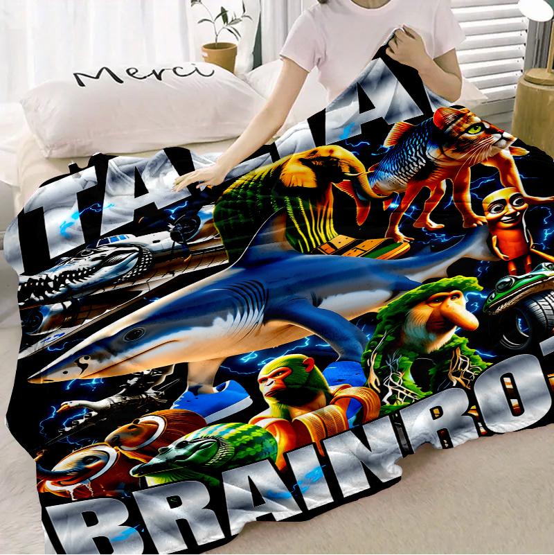 Countdown Sale! Brainrot Italian Art Soft Flannel Blanket - Bold Graphic Design, Cozy All-Season Throw for Sofa, Bed, Camping & Office, Camping Accessory | Vibrant Graphic Throw It is very suitable to give as a gift to friends and children.