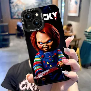 Chucky themed phone case featuring a playful design with vibrant colors and iconic elements compatible with iPhone 16, 15, 14, 13, 12, and 11 Pro