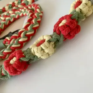 Comfortable collar Hand-Braided Cotton Dog Leash and neck chain – Strong, Stylish & Comfortable Grip