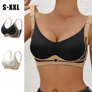 FZ 1/2PCS EssElegance Adjustable Straps Womenswear Everyday Fabric Style Seamless Breathable Ultra Soft Push Up Wire Free Support D79-T