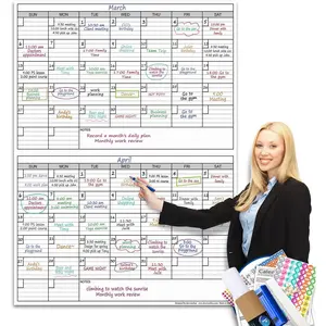 Dry Erase Two Month Laminated  Wall Calendar, 38" x 50", Huge bimonthly Vertical Laminated Erasable White Board, Giant 60 day Family Whiteboard Schedule Planner, Large Multi Month  Poster