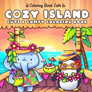 Cozy Island: Tropical Coloring Book for Adults and Teens Featuring Cute Animal Characters and Relaxing Island Adventures