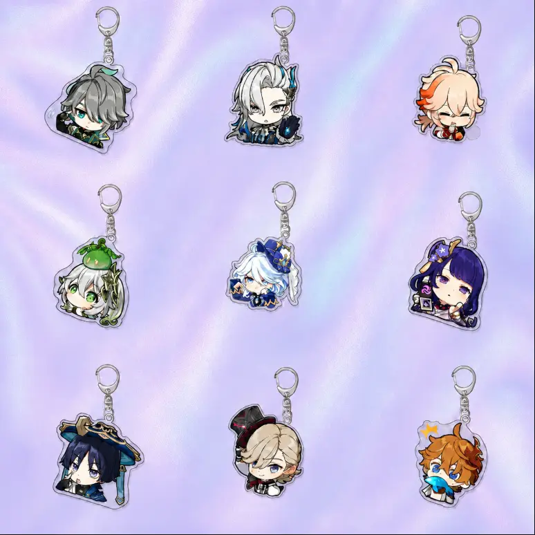Fantasy Anime Acrylic Keychain, Genshin Impact Keychain Cute Character Keyring Gift