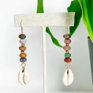 "Walk on the Beach" 14kt Gold Filled Gemstone Earring | Indian Agate Earrings
