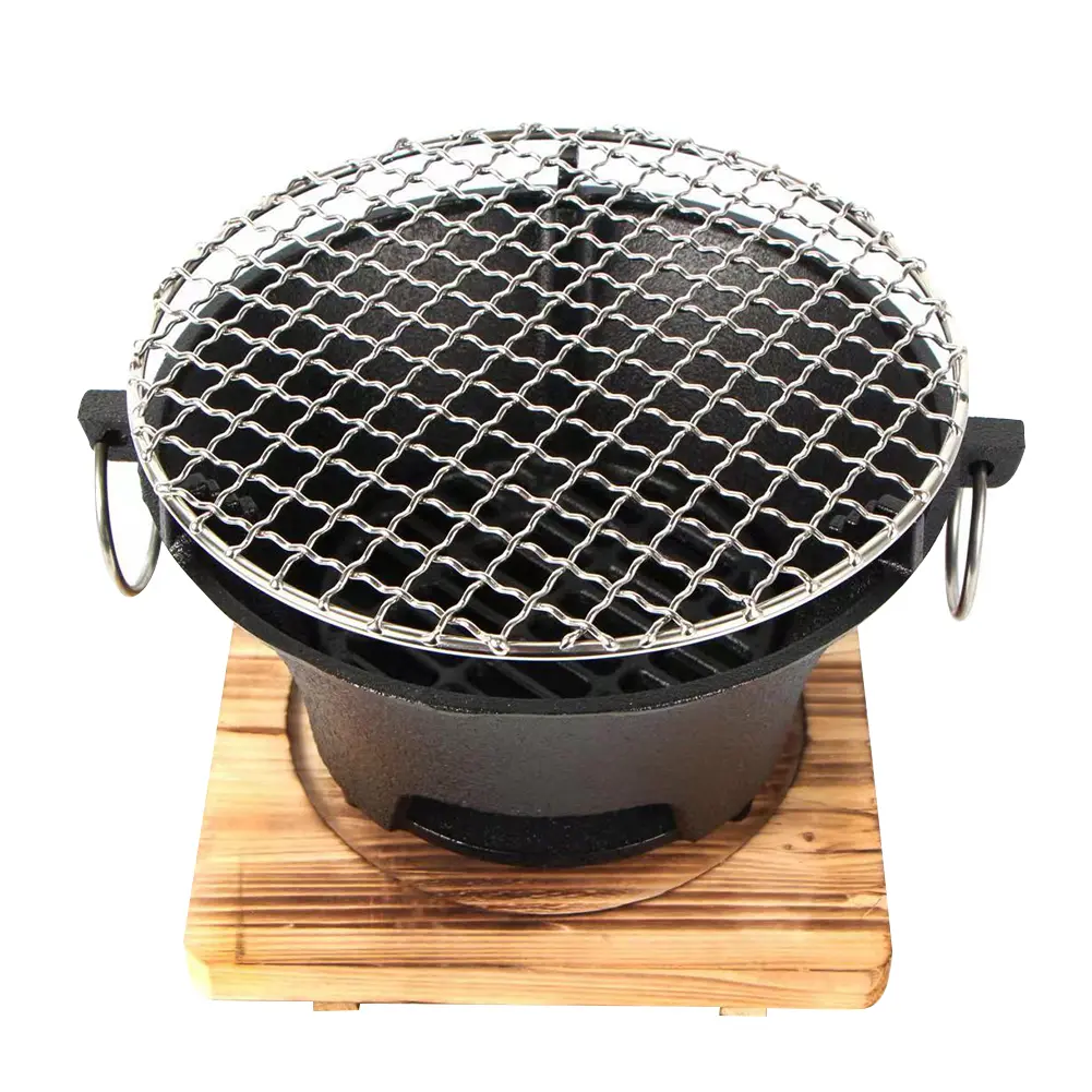 1pc Portable Metal Round Charcoal Grill - Stainless Steel & Cast Iron Tabletop Stove for Home, Beach Family Gathering BBQ Party (BBQ Charcoal Grills Category)