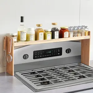 【Father's Day】VEVOR Over the Stove Shelf,  , Over Stove Spice Shelf for Kitchen Stove Top, Seasoning Shelves, Spice Organizer, Easy to Assemble Countertop Storage Solution, Kitchen Gadgets with 6 Hooks