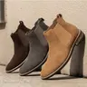 BRUNO MARC Men's Suede Upper Round Toe Slip-On Ankle Boots - Chic Casual, Breathable Formal Footwear Fashion, Rubber Sole, Comfortable Fall-Winter Black Walking Shoes