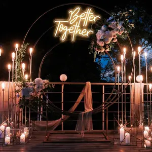 ROSNEK Dimmable Better Together LED Neon Sign Night Light for Wall Party Decor Bedroom Room Bar Wedding Home Birthday Art Decoration with USB Chain Light for Wall Hanging Christmas Gift