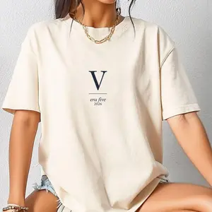 V Era Five Vintage Fan Tee 2026 — Minimalist R&B Aesthetic Shirt — Comfort Colors Ivory Oversized, New Album Fan Gift, Concert Season
