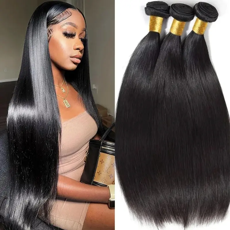 2026 New 8-32 Inch Bone Straight Human Hair Weave Bundles 12A Brazilian Natural Color Remy Human Hair Extension 1/3/4 Bundles Weft