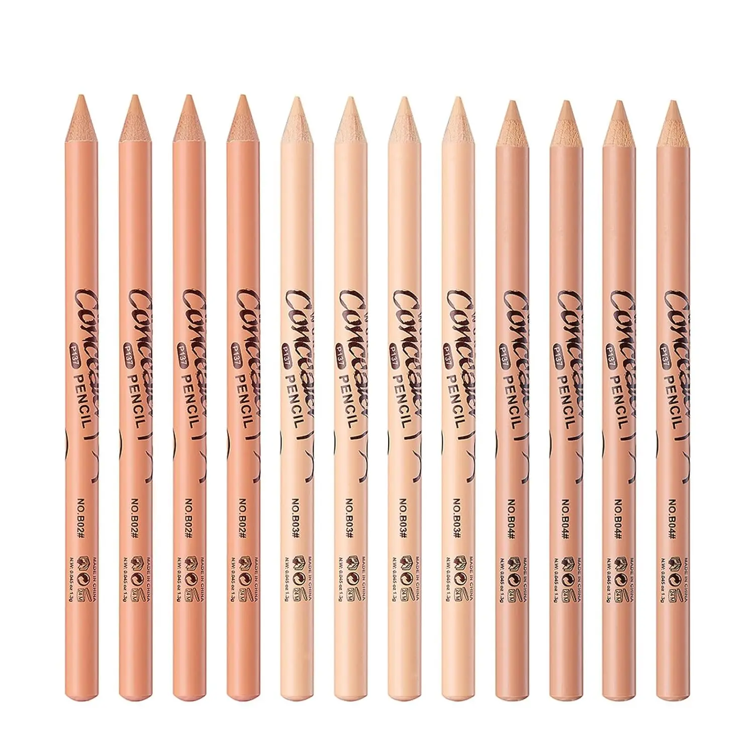 12 Pcs Wonder Concealer Pencil,3 Colors Face Concealer Pencil,Evens Out Skin Tone,Can Perfection Conceal Blemish,Dark Circle,Aging Spot,Acne,etc
