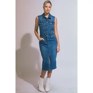 Camila Sleeveless Denim Utility Midi Dress