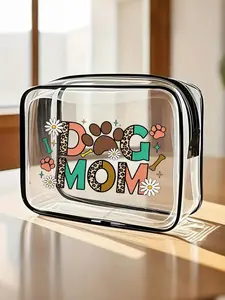 Fun Dog Theme Makeup Bag, Perfect Gift for Best Dog Mom, Travel Cosmetic Bag, Ideal for Vacation, Business Trips, Fitness, Camping