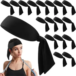 18 Pack Tie Headband Bulk Sports Tennis Headband for Men Women Ninja Karate Head Tie Athletic Sweatbands Elastic Hair Bands for Basketball, Football, Soccer, Running, Yoga