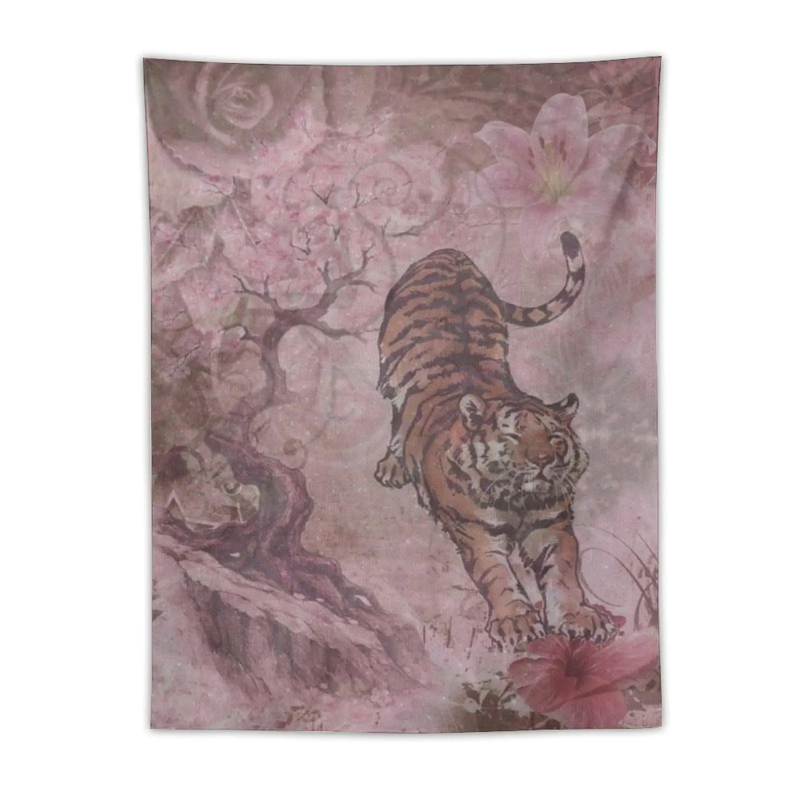 Tiger Tapestry Y2K Aesthetic Animal Print Wall Hanging, Vintage Tiger Wall Decor for Bedroom, College Dorm Room & Apartment Decor