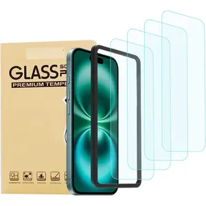 4 Pack Anti Blue Light Screen Protector for  16,iPhone15 [6.1inch] with Installation Frame,9H+ Anti Blue Light Tempered Glass, Anti-Scratch, Case Friendly