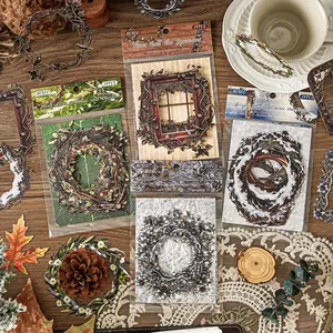 56 sheets vintage hollow frame patterned paper, plant floral vine themed, vintage style, paper DIY stationery decoration scrapbook journaling material