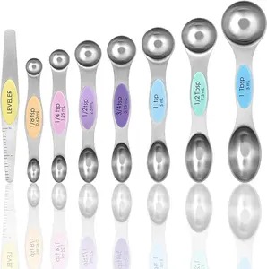 Stainless Steel Double-ended Measuring Spoon, Kitchen Utensils, Food Scale, Dual Sided for Measuring Dry and Liquid Ingredients, Fits in Spice Jars