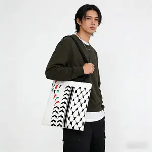 Palestinian Keffiyeh Headscarf Pattern Handbag Red and Green Peace Dove Print Shoulder Bag Large Capacity Shopping Commuter Tote Bag Literary Retro All-match Women's Bag