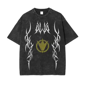 Tribal Footprint & Monster Graphic T-Shirt - Y2K Dino Villain Vintage Wash Hoodie - Oversized Death Metal Style Top