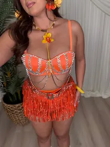 TROPICOQUETA FRINGE SKORT (ORANGE)