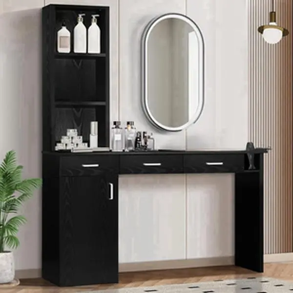 [DealsForYouDays][Summerwins] HOMBCK 70 Inch Barber Station, Salon Station for Hair Stylist, Beauty Barber Equipment with 3 Drawers, Barber Work Station,Experiment bench, White/Black/Pink for Lab summer garden,fathers day gift ideas