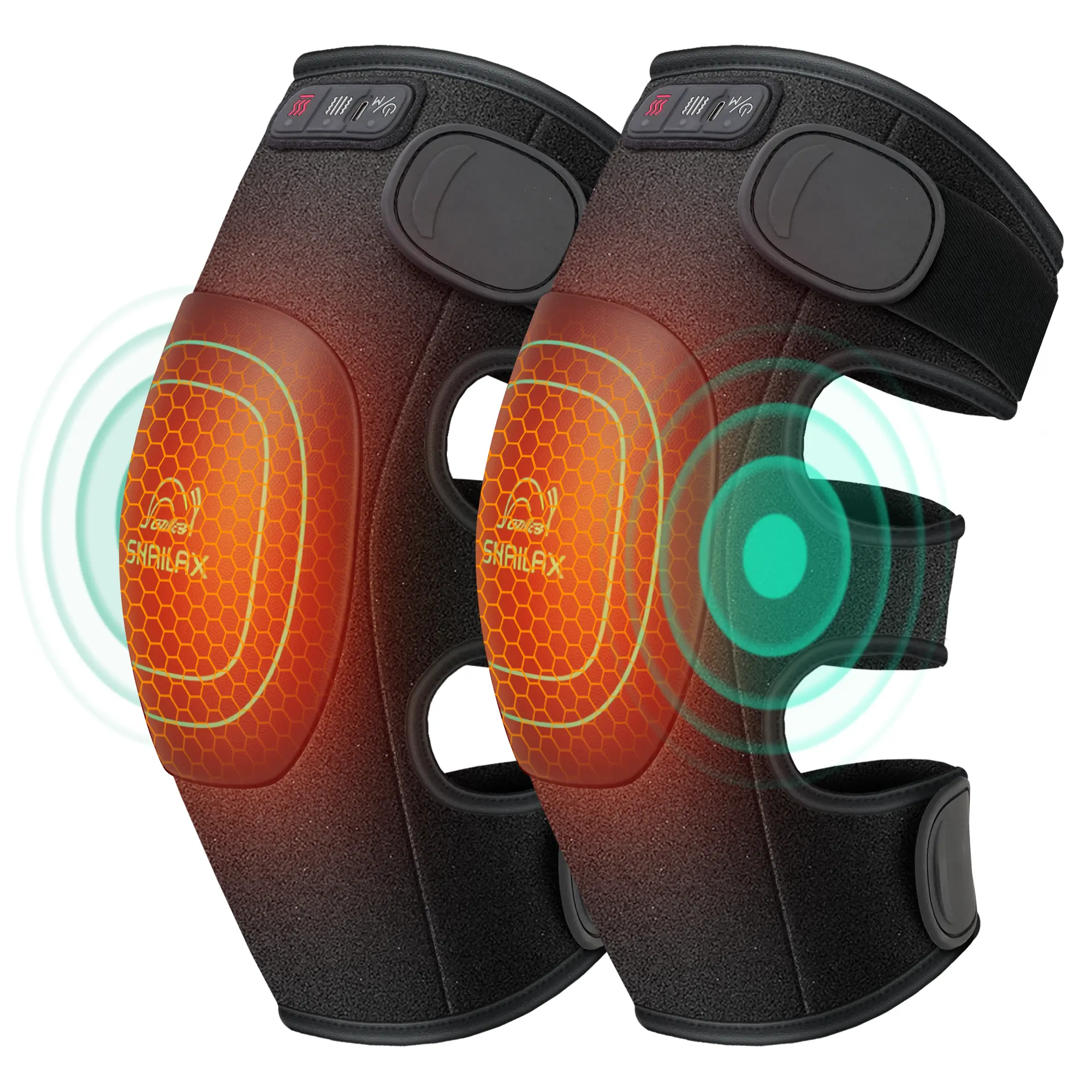 Cordless Knee Massager with Heat, 360° All-around Vibration, Graphene Heating Pad for Knee, Rechargeable Multi Modes Large-size Range for Athletes Housewives Elders, Gifts for Men Dad Home Office Use